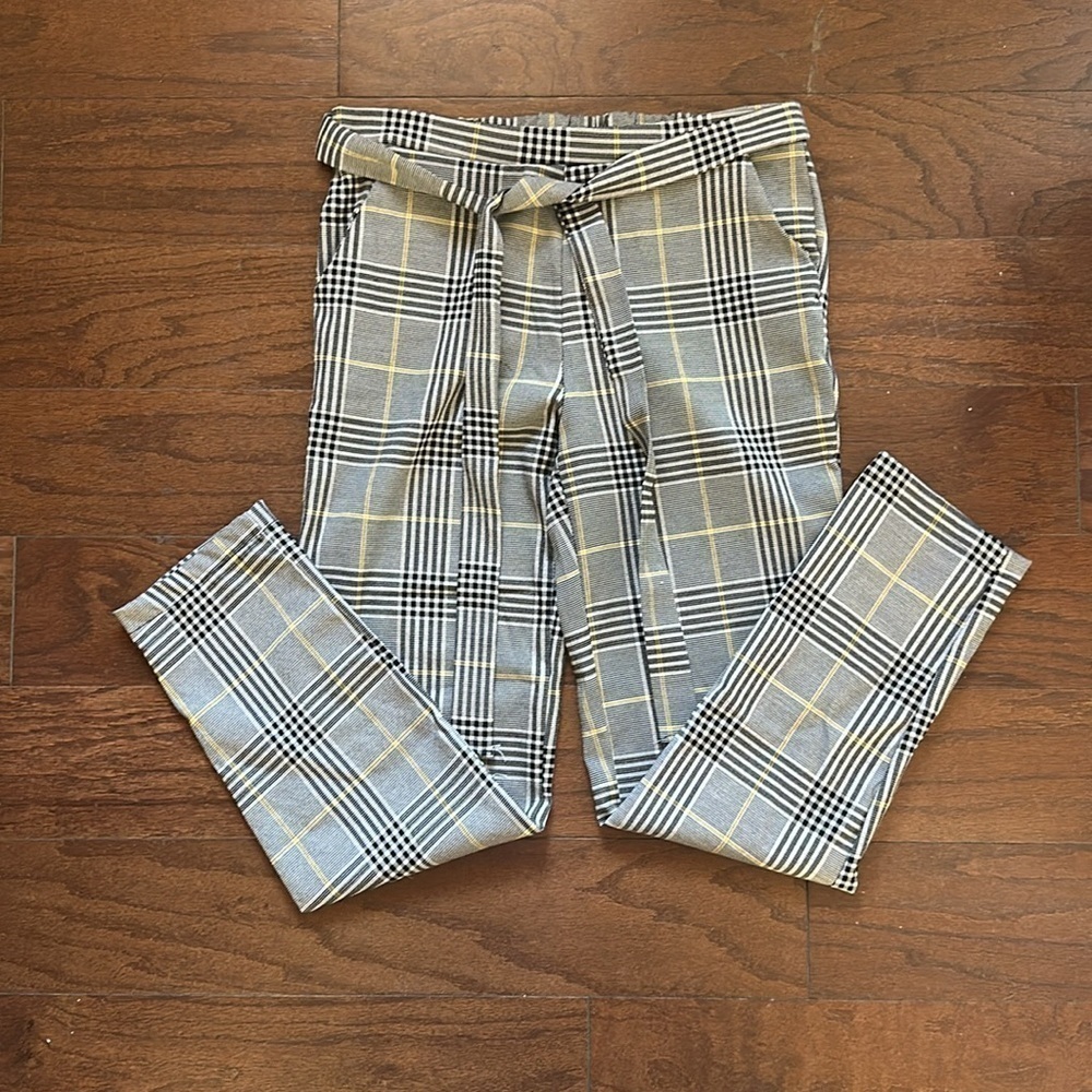Mosaic & Co Plaid Trousers Pants W/ Belt - Picture 9 of 9